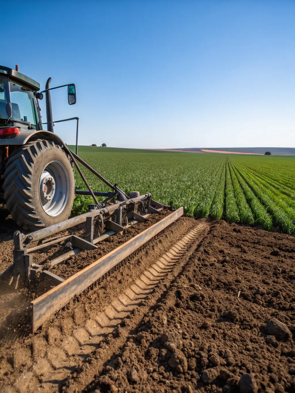 A John Deere tractor plowing a field, showcasing its advanced technology and efficiency in agricultural operations.